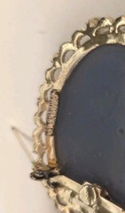 Vtg Victorian Revival Style Cameo Brooch Women’s Profile Filigree Classical 2×5″