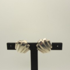 Vintage Sterling Silver Earrings Shell Ribbed Post Backs For Pierced Ears