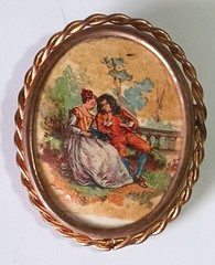 Vintage “Made in France” Limoges-style Oval Brooch w/ Trombone Clasp