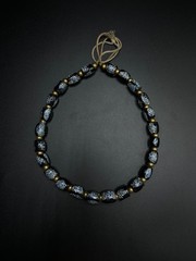 Vintage Black Glass Bead Necklace | Speckled Glass Necklace | Handmade Statement