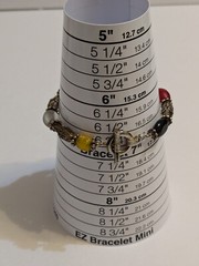 Vintage Multi Tone Bracelet With Multicolor Glass Beads. Toggle Closure 6 3/4″