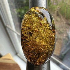 VTG Baltic Amber Statement Ring Size 8.5 Oval Large Chunky 925 Sterling 13.6g