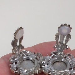 Star Signed Silver Tone Round Clip On Earrings Vintage Mid Century Costume Jewel
