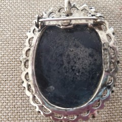 Vintage Finesse Signed Cameo Brooch Pendant Silver Tone Victorian Revival…
