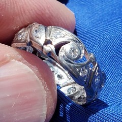 Original EARTH MINED DIAMOND Deco Band Vintage PLATINUM Eternity Anniversary 8