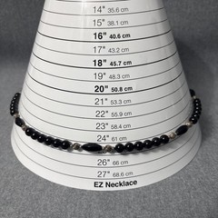 Vintage Sterling Silver And Black Onyx Necklace Beaded Ball Cocktail 25”