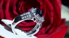 14k white gold 1.25ct natural diamond size 5.75 ring sapphire halo heated 3.35gr