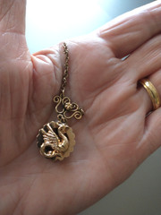 Antique 9k Gold Griffin Dragon Double Sided Pendant