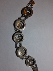 Vintage Egyptian Revival Silver Bracelet. Circular Panels Ornate Egyptian Motifs