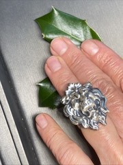 Vintage Cocktail Ring Lion Head Estate Jewelry HUGE Size 5.25 Estate Jewelry