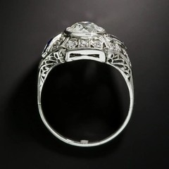 2.85Ct Art Deco Style Navette Lab Created Diamond Wedding 14K White Gold FN Ring