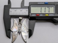 925 Sterling Silver Butterfly Pendant. Shell Inlay. 10.7 Grams. 30mm Wide x 45mm