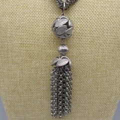 Vintage Tassel Necklace MCM Silver Tone 19 Inch