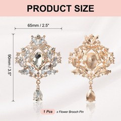 1 Pcs Large Rhinestone Brooch for Women, Gold(3.5×2.5 Inch)