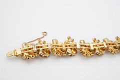 Vintage Weiss Bracelet Gold Tone Orange Rhinestone 7″