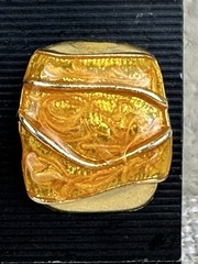 Vintage Two Sisters Medici Orange & Gold Tone Clip On Earrings Lauren & Leah 2″
