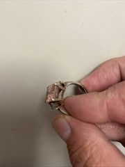 925 Sterling Silver Faceted Pink Topaz Shiny Cocktail Ring Sz 8.75
