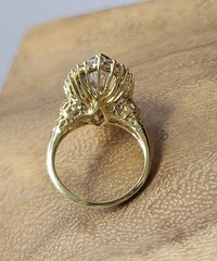 Vintage 18k Yellow Gold Engagement Ring 5.06ct.Lab-Grown Marquise Euro Diamond