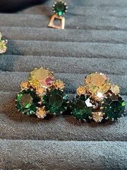Weiss Emerald Green & Aurora Borealis Set (Brooch, Bracelet, & Earrings)
