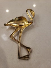 Antique Art Deco Signed Uncas Mfg Co Sterling 4″ Flamingo Pin Glass Eye Mint!