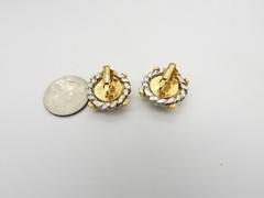 Mixed Metals Blue Speckled Faux Stone Clip On Earrings Vintage