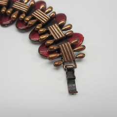 Vintage Copper Enamel Bracelet Panel Red MCM