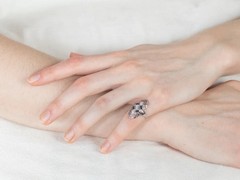 Art Deco Filigree Lab-Created Diamond & Sapphire Ring Vintage Statement Jewelry