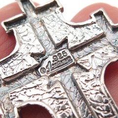 One of A Kind 925 Sterling Silver Vintage Cross Oxidized Charm Pendant