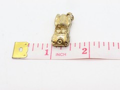 Vintage Yellow Tone Gold Wash Sports Race Car Charm Pendant