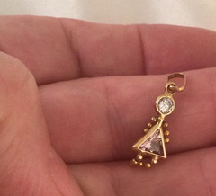 Jewellery Yellow Gold Diamond Pink Sapphire Girl Doll Vintage Pendant Jewelry