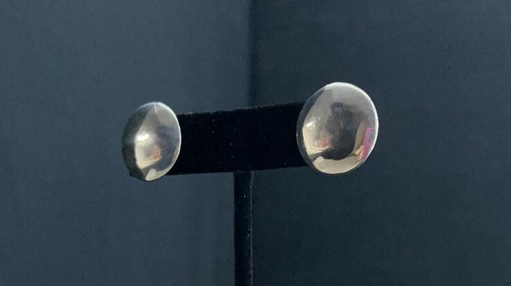 Simple Round Flush Sterling Silver Stud Earrings