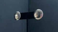 Simple Round Flush Sterling Silver Stud Earrings