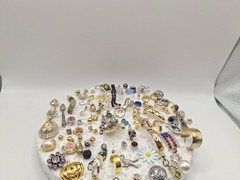 Lot of Small singles Rhinestone Earrings Post Pierced back Clear & multicolor