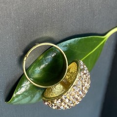 Vintage Cocktail Ring Estate Jewelry Pre-owned Champagne Crystal Dome Any Size