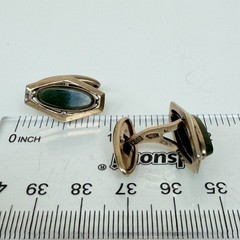 Vintage Soviet Sterling Silver 875 Nephritis, Jade Soviet Cufflinks
