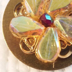 1.25″ Yellow Beaded MaryBee Brooch 07-01-2024