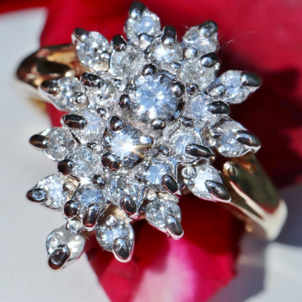 10k yellow gold ring 1.00ct natural diamond size 6.5 handmade 4.65gr Gab130