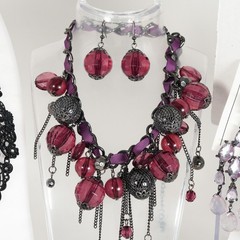 Dark Gothic Romance Black & Purple Filigree, Chandelier, & Faceted Crystal Mix