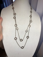 19. 925 Sterling Anna Beck Style Dot O Rings Linked Chain Necklace 43.3g, 60″