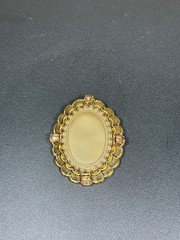 Antique Victorian Brooch – Ornate Gilt Metal with Central Cabochon and Champagne