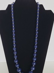 Vintage Navy Blue & Gold Tone Graduated Beaded Necklace
