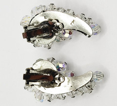Cluster Climber AB Crystal Sparkly Elegance Silver Tone Vintage Clip on Earrings