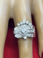 1970s Fine Platinum Over 1.5CT in Diamonds Retro Ring Size 6