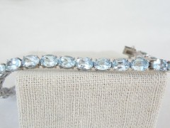 Sterling Silver 925 Natural Heated Blue Topaz Tennis Line Bracelet 7.5″