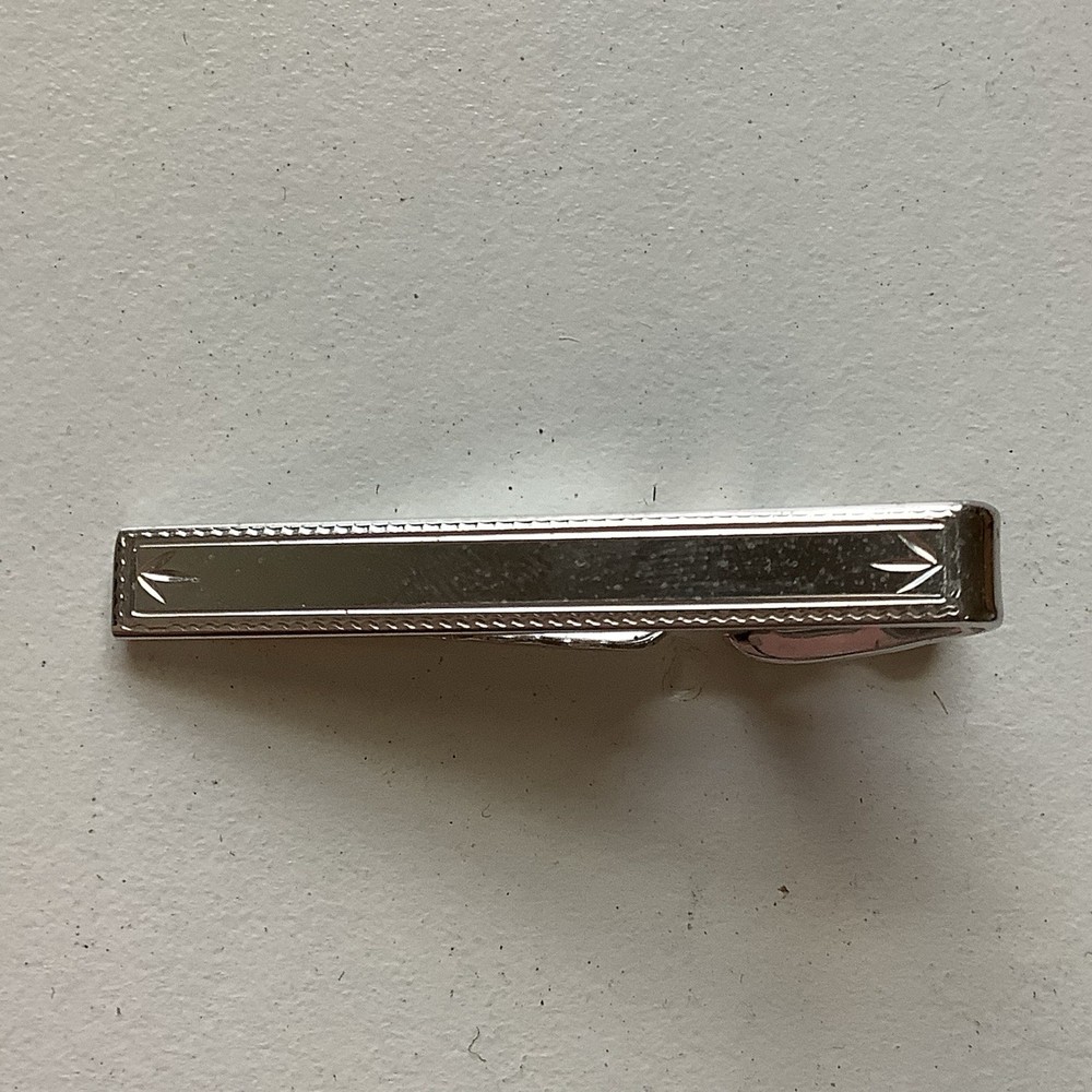Vintage Mid Century Modern Silver Tie Bar Sterling Top! By Shields!