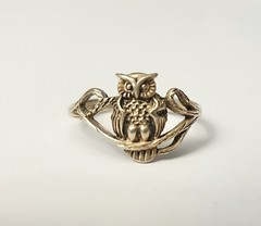 Unique Vintage Solid 925 Sterling Silver “Perched Owl on a Branch” Size 9 Ring