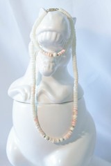 Vintage white and peach Puka shell bracelet and necklace set