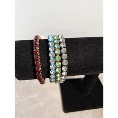 Rhinestone Stretch Bracelets Lot of 4 Colorful Crystal Bracelets Stackable