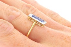 1.50Ct Sapphire and 0.24Ct Diamond 18k Yellow Gold Dress Ring Circa 1930