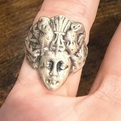Art Nouveau ring face art deco band size 7.75 sterling silver women girls